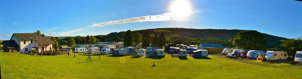 Panoramic view of Erwbarfe Farm Caravan Park